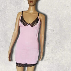 Pink and Black Lace Slip